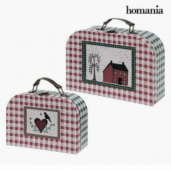 Set of decorative boxes Homania (2 uds) Red Cardboard (2 Units)