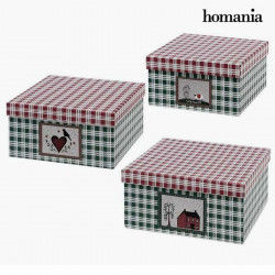 Decorative box Homania (3 uds) Green Cardboard (3 Pieces) (3 Units) (1 Unit)