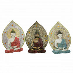 Vægdekoration DKD Home Decor Blå Rød Gylden Buddha Orientalsk 19,3 x 3,7 x...