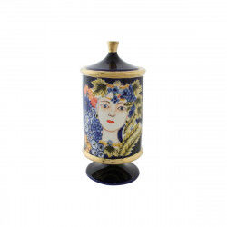 Vase DKD Home Decor Face Porcelain Blue 11 x 11 x 25 cm Multicolour