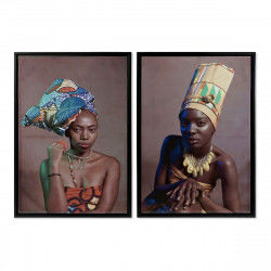 Obraz DKD Home Decor African Art 65 x 3,5 x 90 cm Kolonialny Afrykanka...
