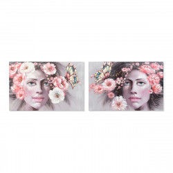 Cadre DKD Home Decor Girl Fleurs 120 x 3 x 80 cm Moderne (2 Unités)