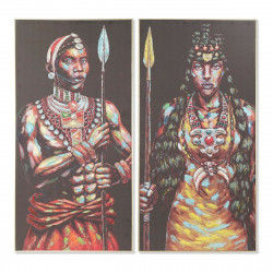 Painting DKD Home Decor 60 x 5 x 120 cm Colonial African Man (2 Units)