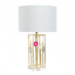 Bordlampe DKD Home Decor Hvid Polyester Metal Krystal 220 V Gylden 60 W (41 x...