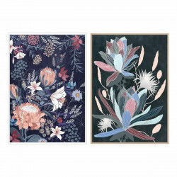 Painting DKD Home Decor 53 x 4,3 x 73 cm Flowers Modern (2 Units)