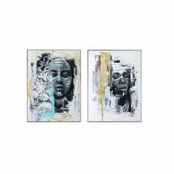Painting DKD Home Decor 60 x 3,5 x 80 cm Colonial African Woman (2 Units)