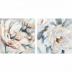 Maleri DKD Home Decor 90 x 2,5 x 90 cm Blomst Shabby Chic (2 enheder)