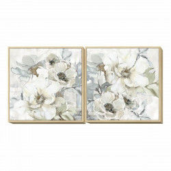 Painting DKD Home Decor 80 x 4 x 80 cm Flowers Shabby Chic (2 Units)