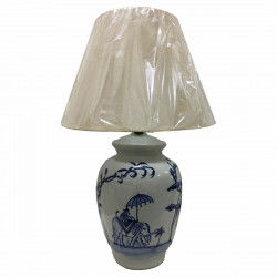 Lampe de bureau DKD Home Decor Bleu Blanc Porcelaine Eléphant (40 x 40 x 60 cm)