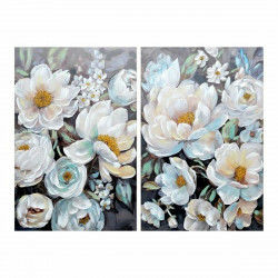 Obraz DKD Home Decor Kvety 80 x 3 x 120 cm Romantyczny (2 Sztuk)
