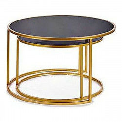 Jeu de 2 tables Noir Doré Verre Métal (2 Pièces) (80 x 80 x 44,5 cm) (64,5 x...