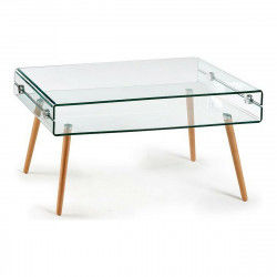 Tavolino da Caffè Vetro Legno MDF 55 x 52 x 110 cm