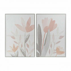 Painting DKD Home Decor 62,2 x 3,5 x 90 cm Flowers Shabby Chic (2 Units)