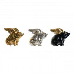 Decorative Figure DKD Home Decor 26 x 17 x 22,5 cm Silver Black Golden Pig (3...