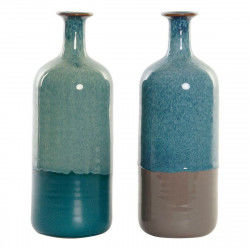 Vase DKD Home Decor Blue Green Metal Porcelain 30 x 40 cm 11 x 11 x 30 cm (2...