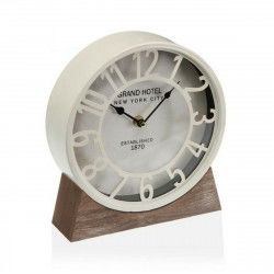 Table clock Versa White MDF Wood (20 x 20 x 6 cm) (Ø 20 cm)