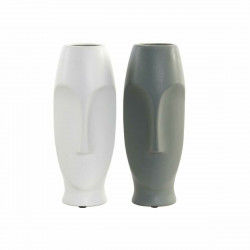 Vaso DKD Home Decor Bianco Grigio Ceramica Plastica Viso 11 x 11 x 26,8 cm (2...