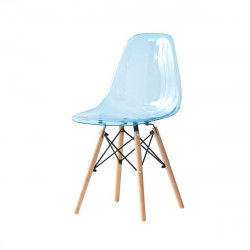Chaise de Salle à Manger DKD Home Decor Naturel Bleu PVC Bouleau (50 x 46 x...