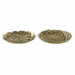 Tray DKD Home Decor Golden Resin Tropical Leaf of a plant With relief 25 x 25...