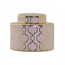 Vase DKD Home Decor Porcelain Pink Golden Oriental Chromed 18 x 18 x 16 cm