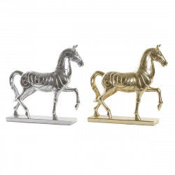 Dekorativ figur DKD Home Decor 34 x 9,5 x 33,5 cm Hest Sølvfarvet Gylden (2...