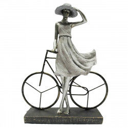 Dekorativ figur DKD Home Decor Dame Sølvfarvet Cykel Metal Harpiks (27,5 x...