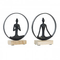 Figurka Dekoracyjna DKD Home Decor 23 x 10 x 27 cm Czarny Brązowy Yoga (2 Sztuk)