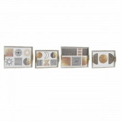 Set of trays DKD Home Decor White Black Golden MDF Wood 40 x 30 x 6 cm (2...