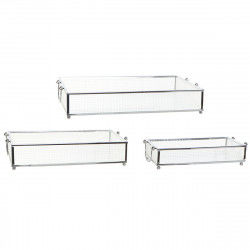 Set of trays DKD Home Decor Transparent Metal Aluminium Crystal Shabby Chic...