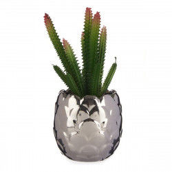 Dekorativ plante Sølvfarvet Kaktus Keramik Plastik (8 x 20 x 8 cm)
