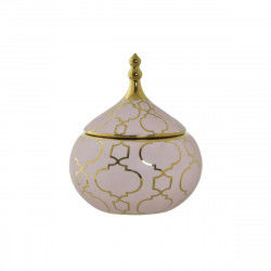 Jewelry box DKD Home Decor Porcelain Pink Golden 14 x 14 x 17 cm