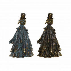 Decorative Figure DKD Home Decor 17 x 12,5 x 29,5 cm Lady Blue Copper Resin