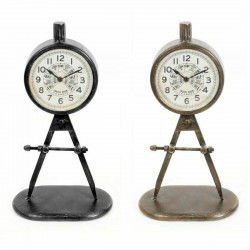 Table clock DKD Home Decor 17 x 8 x 31 cm Black Golden Iron PVC Loft (2 Units)