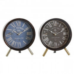 Horloge de table DKD Home Decor Bleu Noir Multicouleur Métal Verre Vintage...