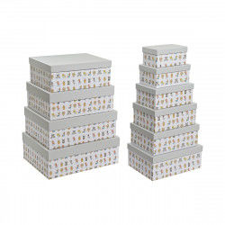 Set of Stackable Organising Boxes DKD Home Decor Grey Pets Cardboard (43,5 x...