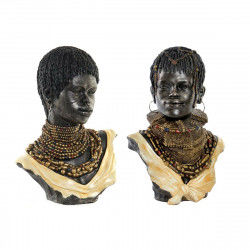 Dekorativ figur DKD Home Decor Afrikansk kvinde 26 x 20 x 42 cm Sort Beige...