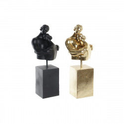 Decorative Figure DKD Home Decor Pair Black Golden 15,5 x 13,5 x 37,5 cm (2...