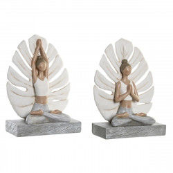 Decorative Figure DKD Home Decor 16 x 7,5 x 21 cm Grey White Yoga (2 Units)