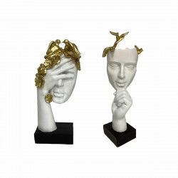 Figurine Décorative DKD Home Decor Visage Blanc Doré 14,5 x 9,5 x 31 cm (2...