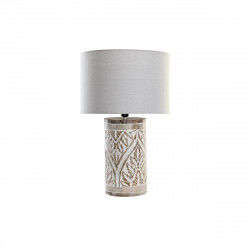 Lampe de bureau DKD Home Decor Naturel Beige Coton Blanc Bois de manguier 50...