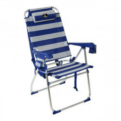 Składane krzesło z zagłówkiem Niebieski/Biały W paski