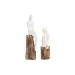 Figurine Décorative DKD Home Decor Femme Marron Blanc (2 Unités)