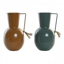 Vase DKD Home Decor 14.5 x 13 x 24 cm Métal Orange Vert Moutarde (2 Unités)