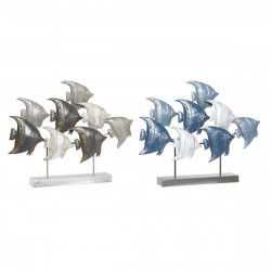 Dekorativ figur DKD Home Decor 56 x 8,3 x 46 cm Blå Turkisblå Hvid Spiraler...