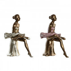 Decorative Figure DKD Home Decor Pink White Ballet Dancer 15 x 10 x 19 cm (2...