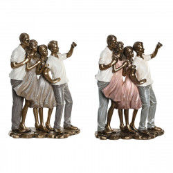 Dekorativ figur DKD Home Decor 18 x 10 x 25 cm Pink Gylden Hvid Familie (2...