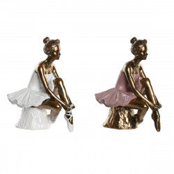 Figurine Décorative DKD Home Decor 12 x 9,5 x 15,5 cm Rose Blanc Danseuse...