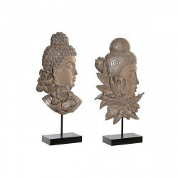Dekorativ figur DKD Home Decor 23 x 8 x 42 cm Sort Brun Buddha Orientalsk (2...