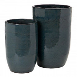 Vase 52 x 52 x 80 cm Ceramic Blue (2 Units)