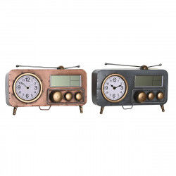 Table clock DKD Home Decor 33 x 11,5 x 26 cm Grey Copper Iron Vintage (2 Units)